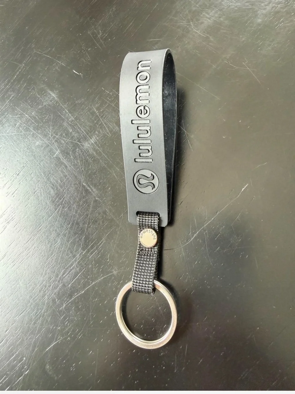 lululemon athletica Black Silicone Loop Keyring with Silver Ring